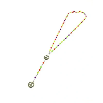 Image of Zac&#039;s Alter Ego Neon Bead Rosary Neckelace with CND Peace Sign