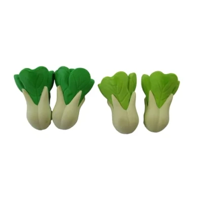 Image of Fat catz copy Set of 4 Novelty Collectable Food Vegetable Green Leeks Erasers Rubbers Kids Stationery