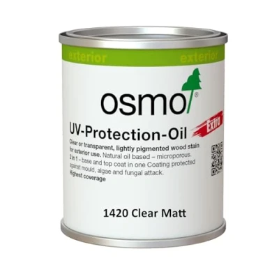 Image of Osmo UV Protection Oil Extra for Exterior Wood, Clear Matt 1420 Vertical Structures (Clear Matt, 0.125L Tester)