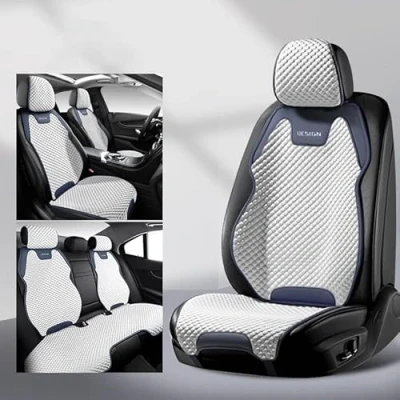 Image of ORAWLE Car Seat Covers Universal Full Set Accessories for Toyota Camry Auris/Corolla Mirai Prius/Prius + Yaris bZ4X C HR Corolla Cross Accessories: blue