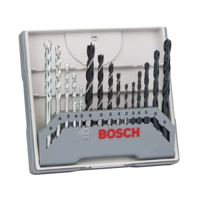 Image of Bosch Professional 2607017038 15 Piece Mixed Drill Bit Set (for Metal, Wood and Stone, Accessories for Drivers) , Grey/Silver 45cm x 40cm 25cm