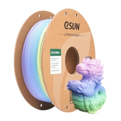 Image of eSUN Matte Rainbow PLA Filament 1.75mm, Multicolored 3D Printer PLA, 1KG Spool (2.2 LBS) Gradient Changing for Printers,Macaron