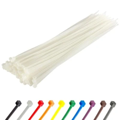 Image of Gocableties Heavy Duty Long White Cable Ties, 370mm x 4.8mm, Pack of 100, Premium Nylon Zip Ties Clear/Natural, Plastic Tie Wraps, Secure Self Locking Mechanism, for Home, Garden, Office and DIY