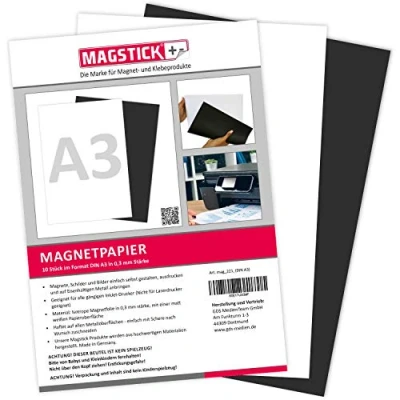 Image of Set of 10 Magnetic Paper I White DIN A3 DIY Back Printable with Standard Inkjet Printer for Labelling, Printing or as Photo mag_221