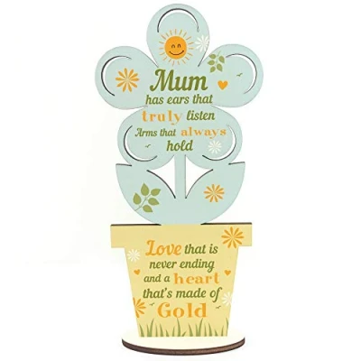 Image of RED OCEAN Mum Birthday Gift Wooden Flower For Her Love Keepsake