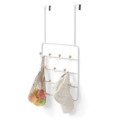 Image of Umbra Estique Multi Functional Door Hanger with 14 Hooks, No Drilling Over the Organizer, Wall Hanger, White