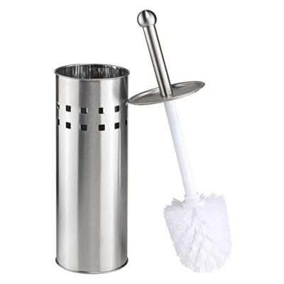 Image of Bambelaa! Toilet brush with holder WC set stainless steel silver white