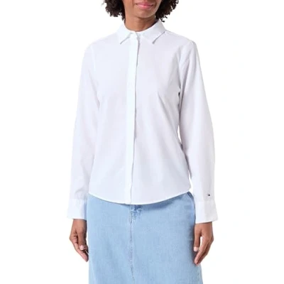 Image of Tommy Hilfiger Women&#039;s Essential Cotton Regular Shirt Ww0ww43344 L/S Shirt, White (Th Optic White), 32
