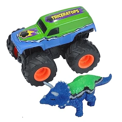 Image of Wild Republic 20651 Mini Triceratops &amp; Truck Adventure Playset, Gifts for Kids, Imaginative Play Toy, 2Piece Set