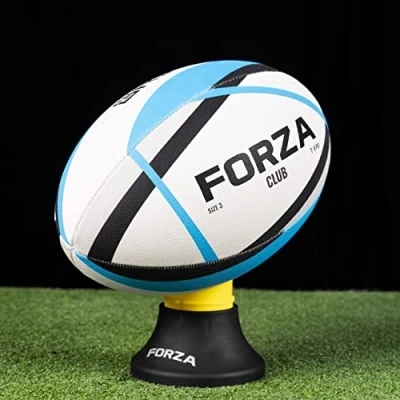 Image of FORZA Match/Training Rugby Balls 7 Multiple Sizes Professional Standard (Size 3, Club Ball (Blue))