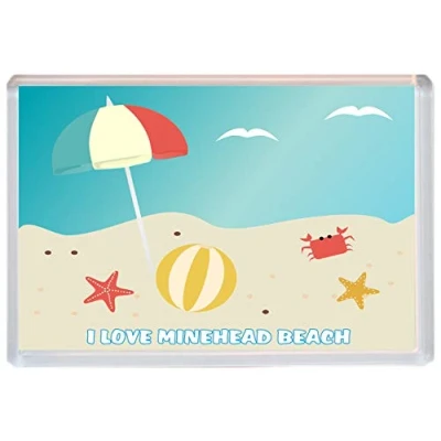 Image of I Love Minehead Beach Jumbo Fridge Magnet 96 x 67 mm Size