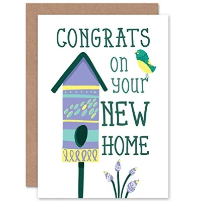 Image of Wee Blue Coo MOVING NEW HOME BIRD HOUSE ART GREETINGS GIFT CARD