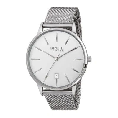 Image of Breil Men&#039;s Watch Avery Collection EW0493 Gent with Analogic White Dial VJ52 TIME Module Movement 3H Quartz Stainless Steel Mesh Band