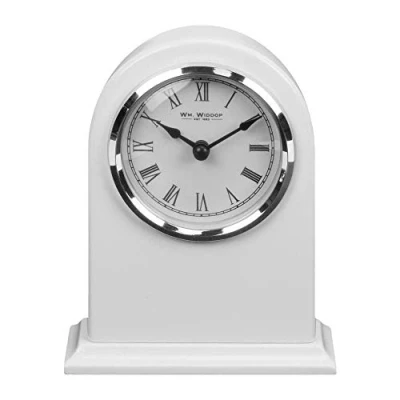 Image of WILLIAM WIDDOP High Gloss White Arched Mantel Clock