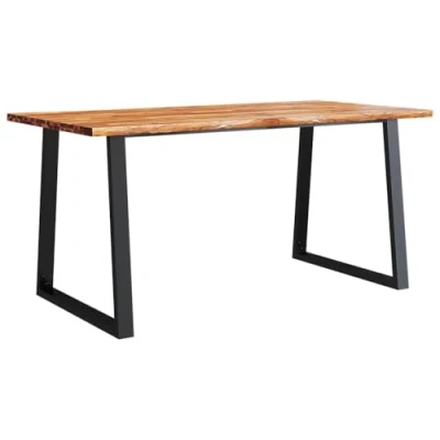 Image of vidaXL Solid Acacia Wood Dining Table With Live Edge and Durable Steel Legs Rectangular for Room, Kitchen Easy Assembly Required