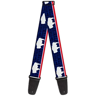 Image of Buckle Down Guitar Strap Wyoming Flags Typography 2 Inches Wide