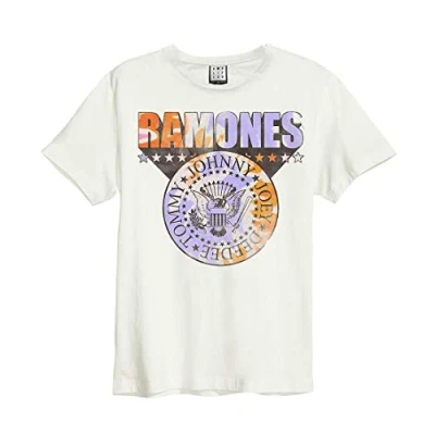 Image of Amplified Ramones &#039;Tie Dye Shield&#039; (Natural) T Shirt Clothing (xx Large)