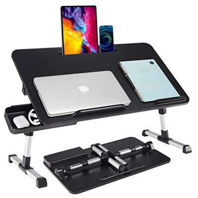 Image of Laptop Stand for Desk, BUILDEC Table Sofa with Storage Drawer,Foldable Legs Standing Lap Desk Reading, Eating, Working, Writing, Gaming and Drawing in Bed Couch Floor