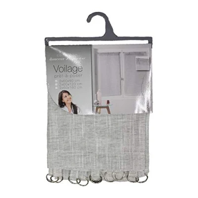 Image of Douceur d&#039;Intérieur 2 x 60 90 cm Sandblasted Embroidered Olympic White Tab Top Curtains