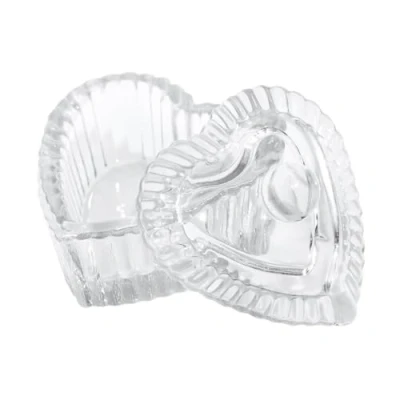 Image of Heart Shaped Nails Art Glass Dappen Dish Crystal Cup With Lid Liquids Bowl