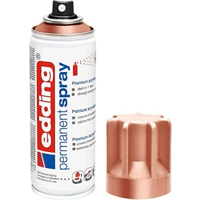 Image of edding 5200 permanent spray precious copper matt 200 ml acrylic paint for painting and decorating glass, metal, wood, ceramic, plastic, canvas aerosol spray,