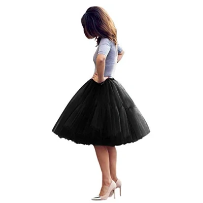Image of Tulle Petticoat Tutu 50s Crinoline Skirt Hoopless Underskirt Slips Vintage Rockabilly Swing net Women Black