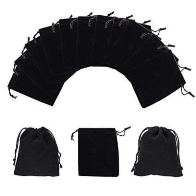Image of NBEADS 50 Pcs Black Velvet Drawstring Bags Jewelry Pouches Wedding Party Favor Gift for Christmas Valentine&#039;s Day Jewellery Packaging, 12x10cm