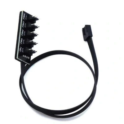 Image of Multibao PWM Fan Hub, PC CPU Cooling 4 PIN/3PIN Power Cable Hub Splitter Adapter Sleeved Case for 12V Desktop Computer Cooler Fans 15 Inch 5 Way