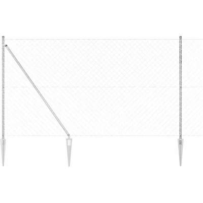 Image of vidaXL Chain Link Fence with 7 Spike Posts 1.6x10 m Galvanised Steel