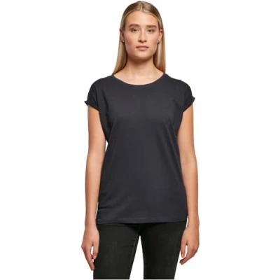 Image of Build Your Brand Women&#039;s Ladies Extended Shoulder Tee T Shirt, Navy, XXL