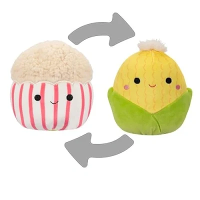 Image of Squishmallows Mini Plush Toy, 5 Inch, Conrad/Arnell, Popcorn/Corn Theme, Soft Toy