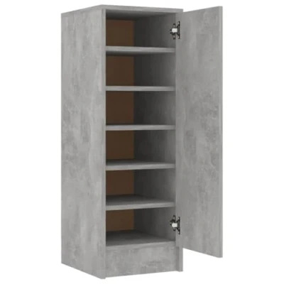 Image of vidaXL Shoe Cabinet Durable &amp; Sturdy Engineered Wood Ample Storage with 6 Shelves Concrete Grey Compact Versatile Design