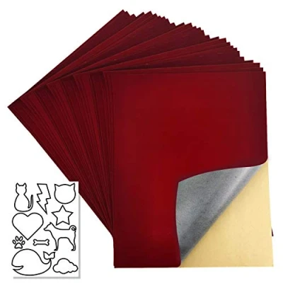 Image of 20 Pcs Self Adhesive Velvet Sheet,Self Flannel Fabric for Jewelry Box Lint Lining Sticky,Size:8.8X11.8 Inches(Dark Red)