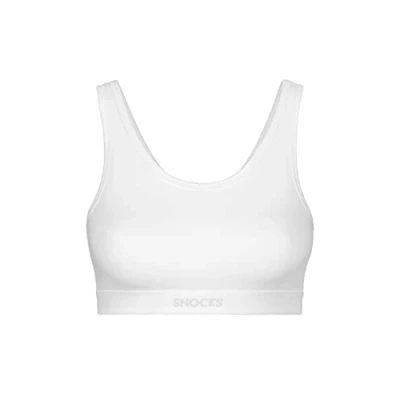 Image of Snocks Women&#039;s Bustier Soft Organic Cotton Non Wired Sports Bra (XS, White)