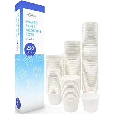 Image of Wax/Waxed Paper Medicine Pots, Ramekin, Soufflé Cups, Portion Sauce Dipping 28ml / 1oz Pack of 250 pieces