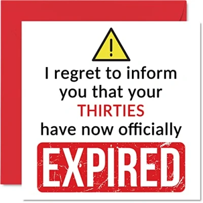 Image of Funny 40th Birthday Cards for Men Women Your Thirties Have Expired Happy Card Him Her Friend Cousin Work Colleague, 145mm x Banter Joke Humour Bday Greeting Gift