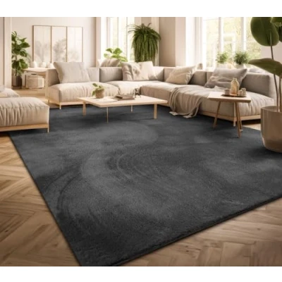 Image of TT Home Large Rug Short Pile Monochrome Modern Design Washable Yellow Gold, colour: Anthracite, Size:160x220 cm