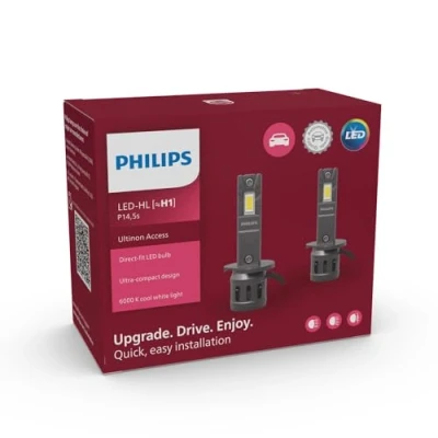 Image of Philips Ultinon Access LED car headlight bulb (H1), ultra compact direct fit, 80%, 6.000K, set of 2