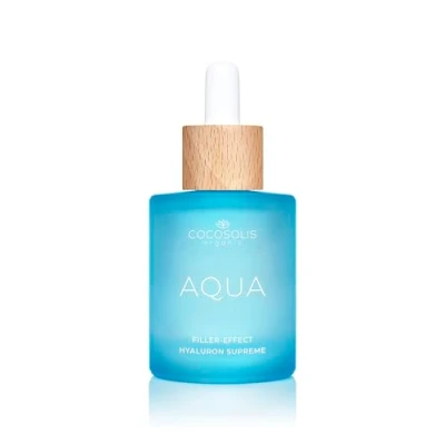 Image of COCOSOLIS AQUA Filler Effect Hyaluron Supreme facial serum with 8 types of hyaluronic acid and Aquaxyl™, vegan anti age day care ultra hydration