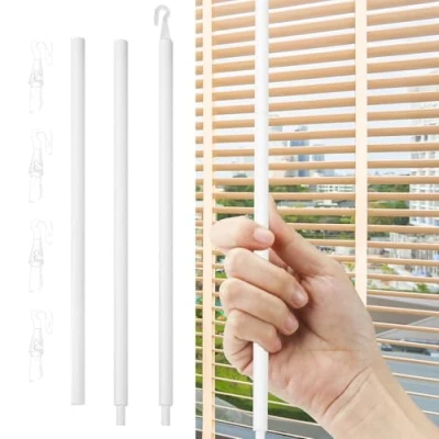 Image of Blind Wand Replacement with Hook, Window Tilt Hook and Grip, Opener Horizontal Blinds Vertical for Windows (89)
