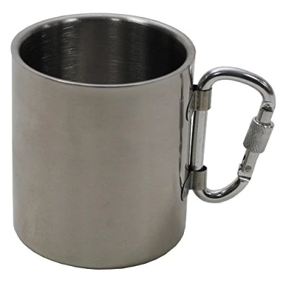 Image of Fox Outdoor Mug Stainless Steel Carabiner Double Walled 300ml Handle Foldable