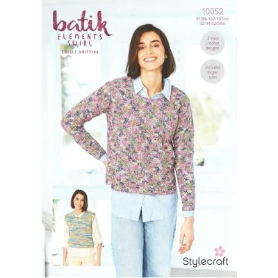 Image of Stylecraft Batik Elements Swirl Crochet Pattern 10052 Ladies Sweater &amp; Tank Top