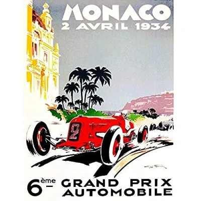 Image of Wee Blue Coo VINTAGE ADVERT TRANSPORT GRAND PRIX MONACO ART POSTER PRINT 18x24 INCH LV4586