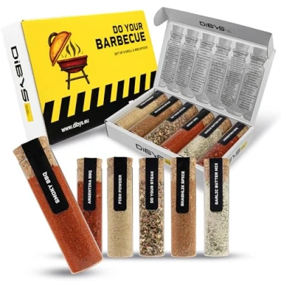 Image of DIBYS BBQ Spices Gift Set for Men &amp; Women 6 Rubs and Meat, Steak Fish with Recipes Seasoning, Smoky Spice More Gifts Lovers Barbecue Marinades