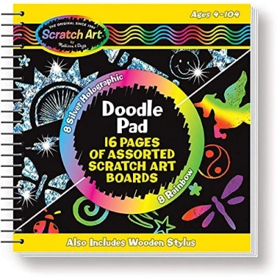 Image of Melissa &amp; Doug Scratch Art Doodle Pad With 16 Boards and Wooden Stylus