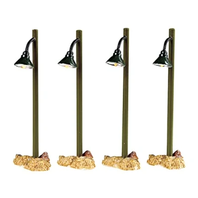 Image of Lemax Christmas Figurine Rustic Street Lamps, Set of 4, Multicolor, LED, Battery Powered