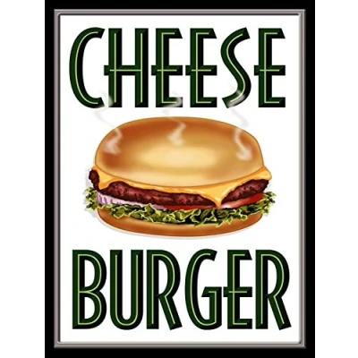Image of Cheese Burger,12 * 8 Inches Vintage Funny Poster Wall Decor Art Gift Retro Picture Metal Sign