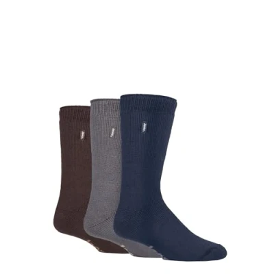 Image of Jeep Mens Thermal Boot Socks &#039;Renegade&#039; 2.3 TOG Warm, Cushioned, Chunky for Outdoor Walking in Winter Size 6 11 3 Pair Multipack Navy Grey Brown