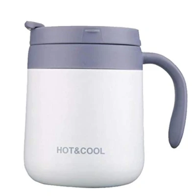 Image of Gteller 12oz Stainless Steel Coffee Mug, Double Wall Insulated Vacuum Mug with Lid and Handle Keeping Beverage hot Cold (White)