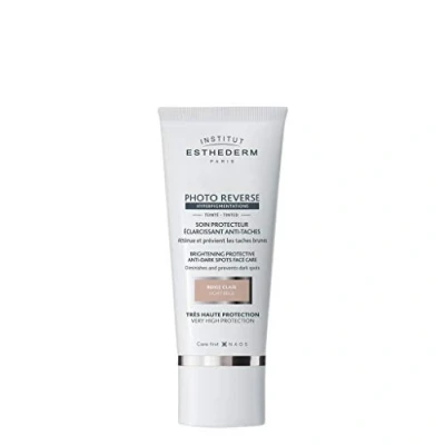 Image of Institut Esthederm Photo Reverse Brightening Tinted Sun Cream for Face, Moisturiser High Protection Sunscreen 50ml